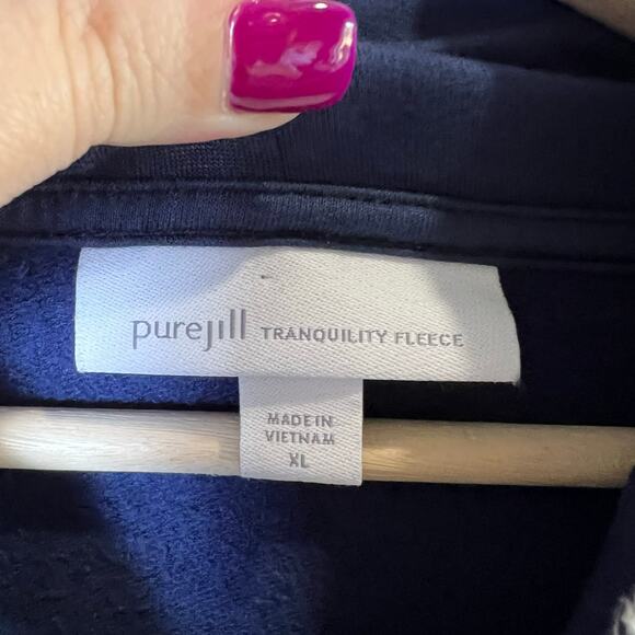 Pure Jill Tranquility Fleece Whipstitched Mock Neck Navy Blue Top Size XL - Picture 5 of 9